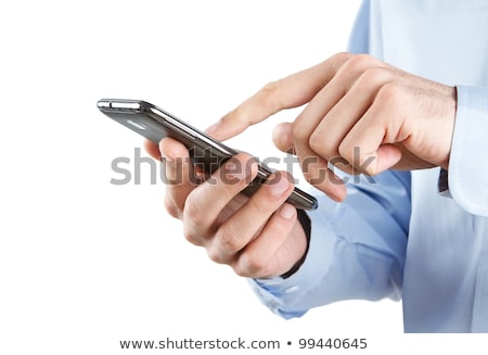 Foto stock: Businessman Using A Mobile Phone On The White Background