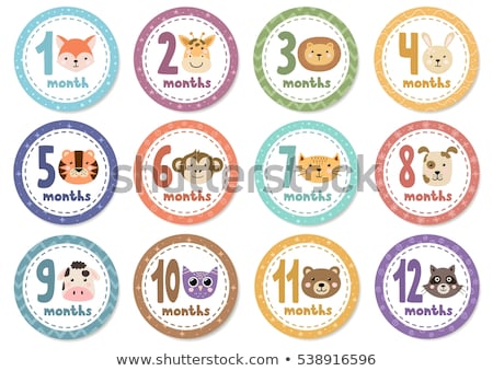 Foto stock: Cute Safari Animals Tags Collection For Baby Boy