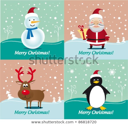 [[stock_photo]]: ère · Noël · Bonhomme · De · Neige · Rudolf · Penguin