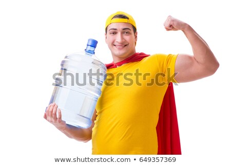 Stockfoto: Superhero Drinking Water From A Bottle