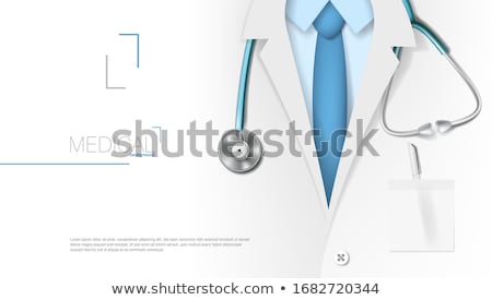 Stok fotoğraf: Professional Doctor At Work Blue Background