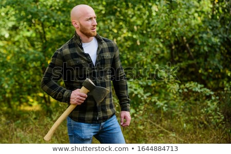 Сток-фото: Worker Man With Ax