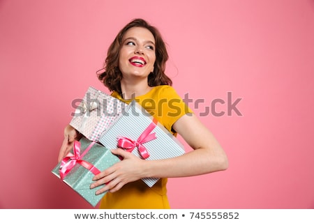 Stok fotoğraf: Brunette Beauty Holding Gift Box