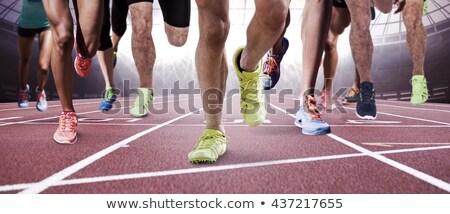 Stock photo: Composite Image Of Close Up Of Sportsman Legs Walking On A White