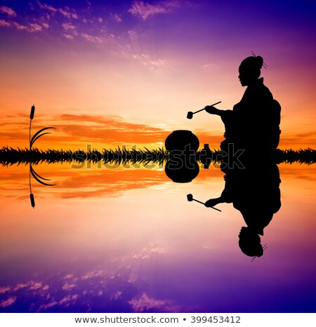 Foto stock: Japanese Tea Ceremony At Sunset