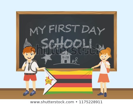 Stock photo: Zimbabwe Boy And Girl In Flag Color Costume