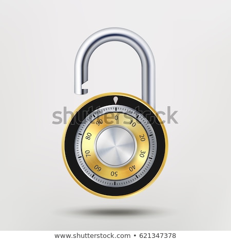 Stock foto: Combination Lock Realistic Metal Vector