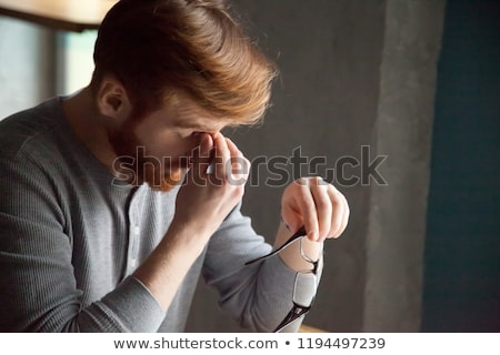 Stockfoto: Sick Businessman With Burning Red Head Concept