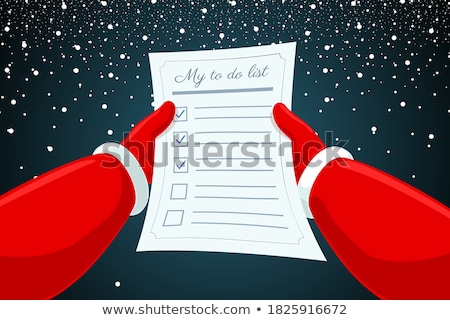 Stock foto: Santa Claus Checking Christmas Gift List Cartoon