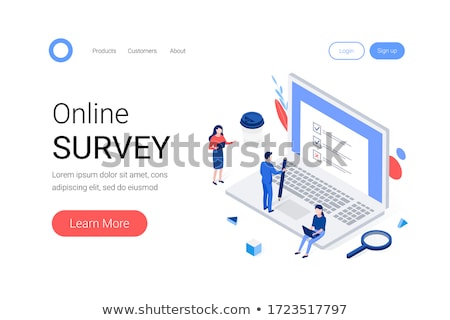 Stock fotó: Online Survey Isometric 3d Landing Page