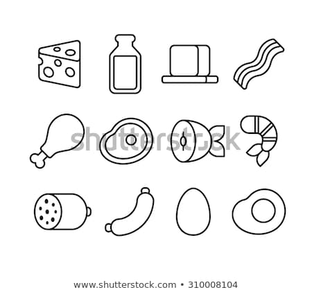 Foto stock: Healthy Food Chicken Eggs Vector Thin Line Icon