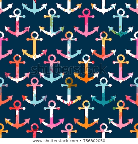 Stok fotoğraf: Seamless Pattern Of Anchors Endless Sea Background