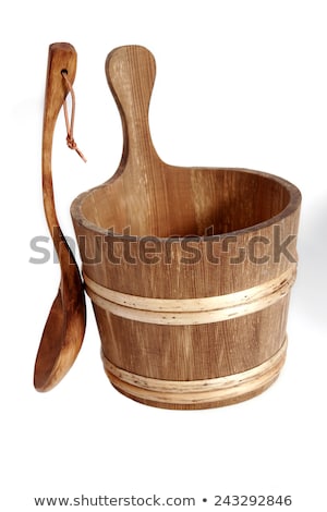 Stockfoto: Wooden Bucket With Ladle For The Sauna
