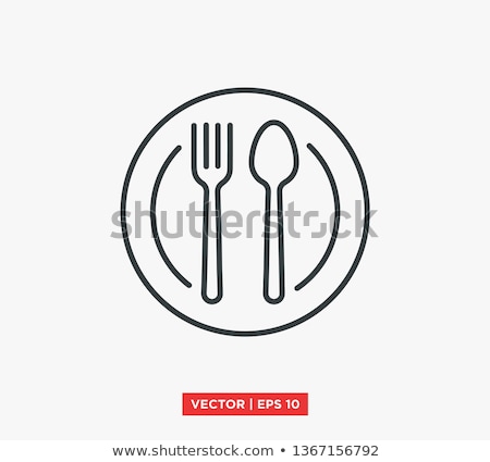 Сток-фото: Plate With Cutlery Line Icon