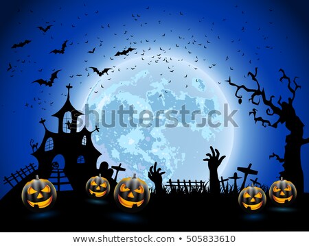 Foto stock: Grungy Halloween Party Poster With Pumpkins
