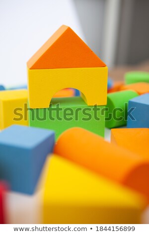 ストックフォト: Simmetrical Square Composition From Colored Plastic Cubes On A Background In A Color Of The Year 201