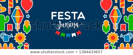 Foto stock: Happy Festa Junina Party Decoration Web Banner