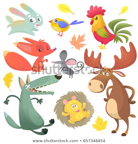 Foto d'archivio: Cute Wolf Cartoon Flat Vector Sticker Or Icon