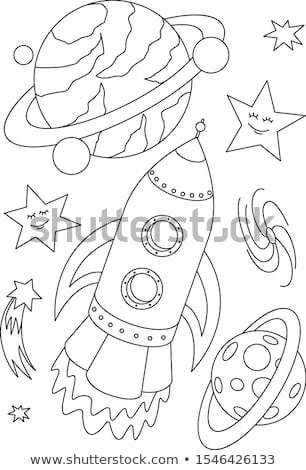 ストックフォト: Coloring Page Kid Spaceship Illustration