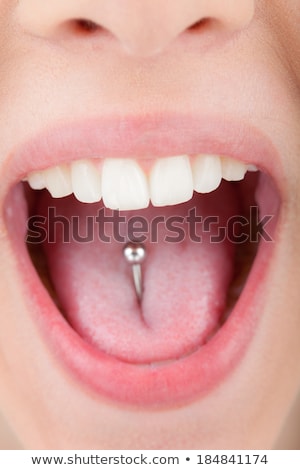 Stok fotoğraf: Open Mouth With Pierced Tongue