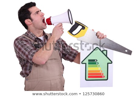 [[stock_photo]]: Handyman Encouraging People To Be Energy Efficient