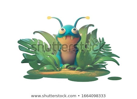 Сток-фото: 3d Creature Character In Green Yellow On White