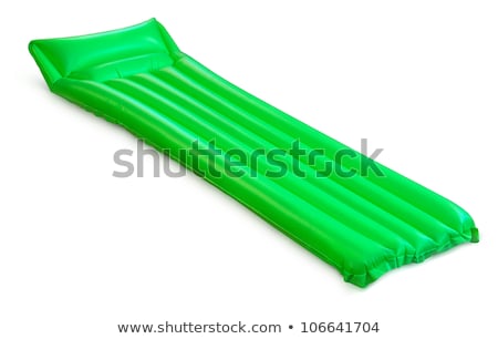 Foto stock: Green Floating Pool Raft Isolated On White