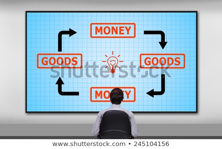 Stock foto: Plasma Panel With Goods And Money