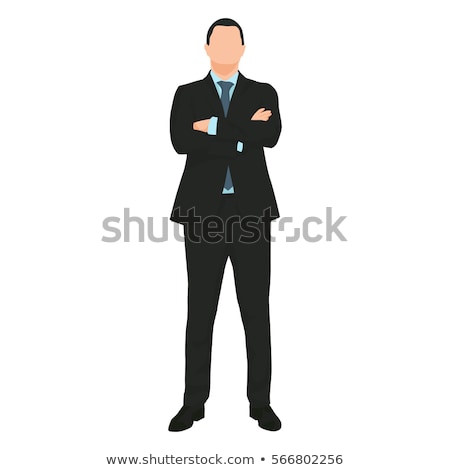 Zdjęcia stock: Young Pretty Business Man Standing On Black Background Modern H