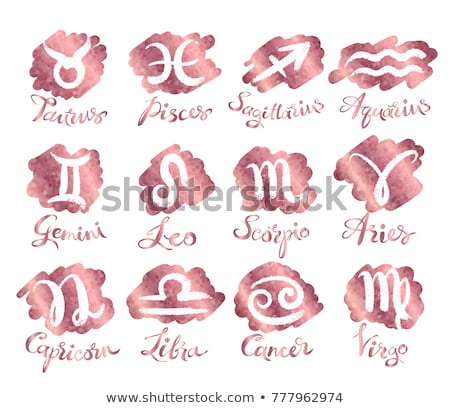 Stock photo: Rose Gold Zodiac Signs On White Background