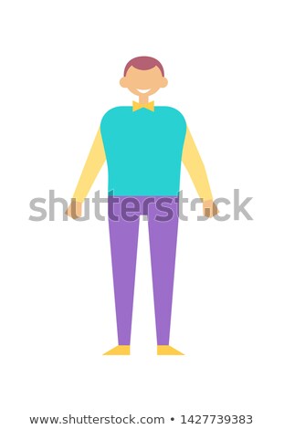 Foto stock: Man In Blue Sweater And Purple Trousers Birthday