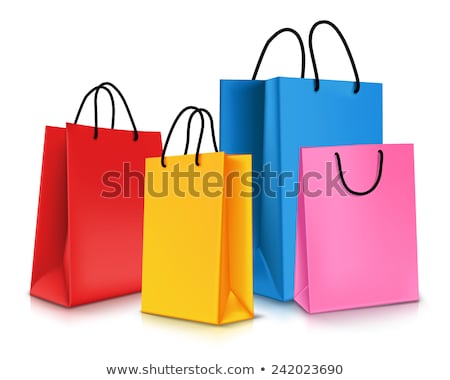 Foto stock: Sale Vector Paper Shopping Bag With Handles Set Isolated On White Background Vector Illustration