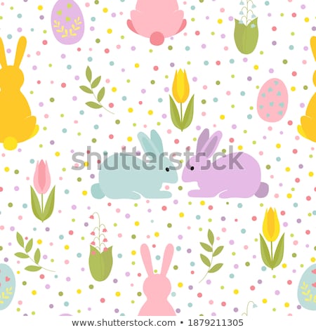 Stok fotoğraf: Pastel Background With Colored Eggs And Lilies To Celebrate East