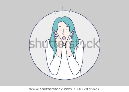 Foto stock: Young Woman Showing Her Surprise By Putting Her Hands On Her Cheeks