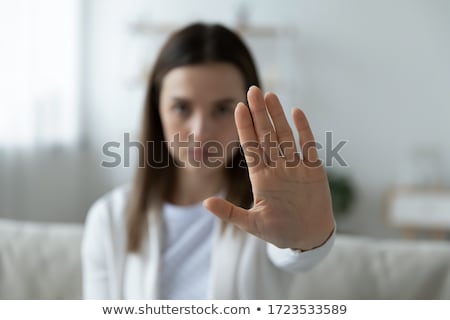 Zdjęcia stock: Young Woman Looking Anger And Pointing