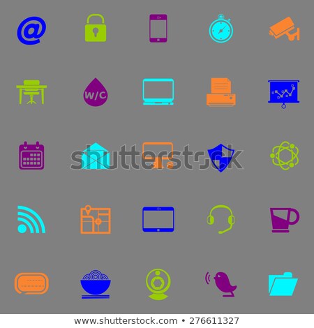 Internet Cafe Icons Fluorescent Color On Gray Background Stock foto © nalinratphi