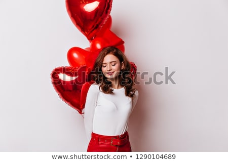 ストックフォト: Fashion Photo Of Beautiful Woman With Balloons Girl Posing Studio Photo