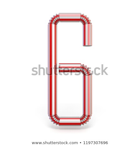 [[stock_photo]]: Drinking Straw Number 6 Six 3d