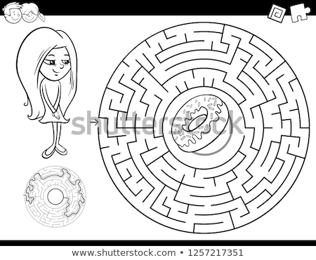 Сток-фото: Cartoon Maze Game With Girl And Doughnut