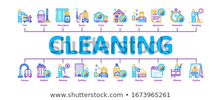Zdjęcia stock: Cleaning Service Tool Minimal Infographic Banner Vector