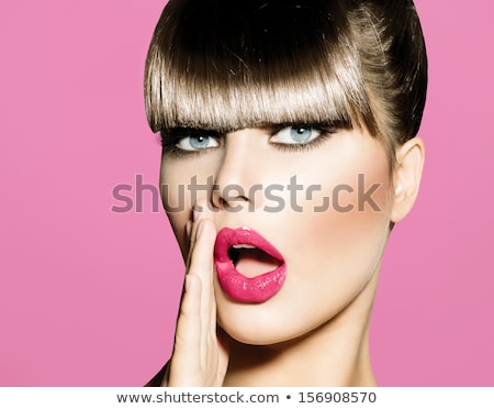 Stok fotoğraf: Beautiful Brunette Woman With Pink Lips