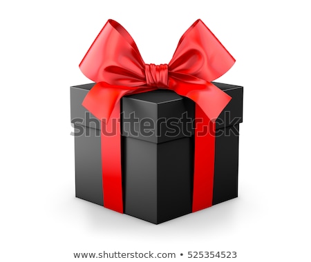 Zdjęcia stock: Single Black Gift Box With Red Ribbon