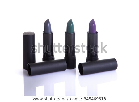 Set Of Trendy Lipsticks In Gray Green And Purple Colors Stockfoto © Elisanth