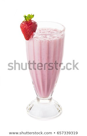 Stock photo: Frozen Red Berry Of Strawberry Isolated On White Background Fruit In The Ice Cube Healthy And Deli