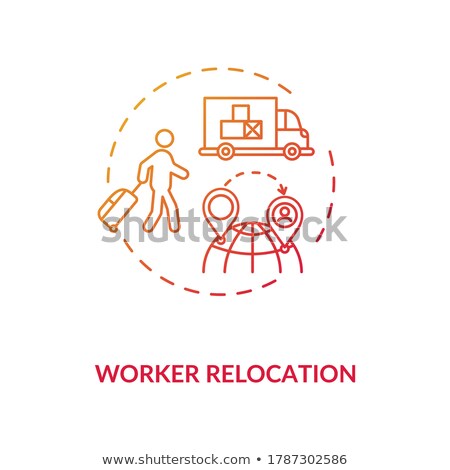 Сток-фото: Worker Relocation Red Gradient Concept Icon