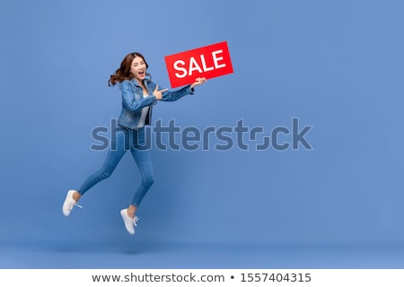 Stock fotó: Woman In Casual Clothes Pointing