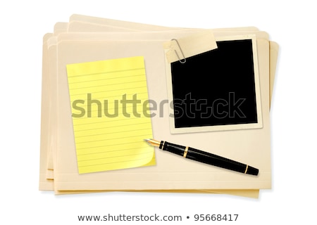 Zdjęcia stock: Files With Blank Photo Notepaper And Pen