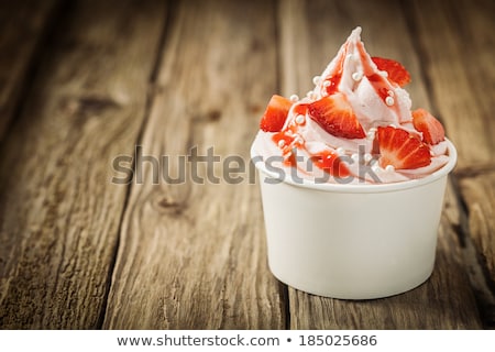 Stock photo: Strawberry Ice Cream On Wood