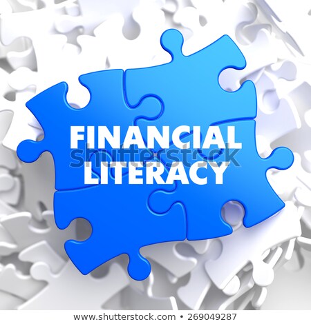 Zdjęcia stock: Financial Literacy On Blue Puzzle