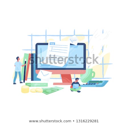 Foto stock: Filling Tax Return On Desktop